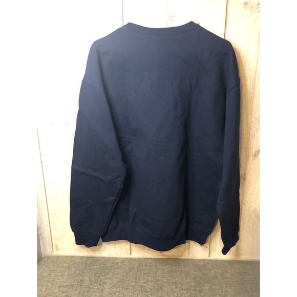 Jerzees Womens Large Sweatshirt Navy Blue Basket Kittens Cats Apples Butterflies - Picture 3 of 5